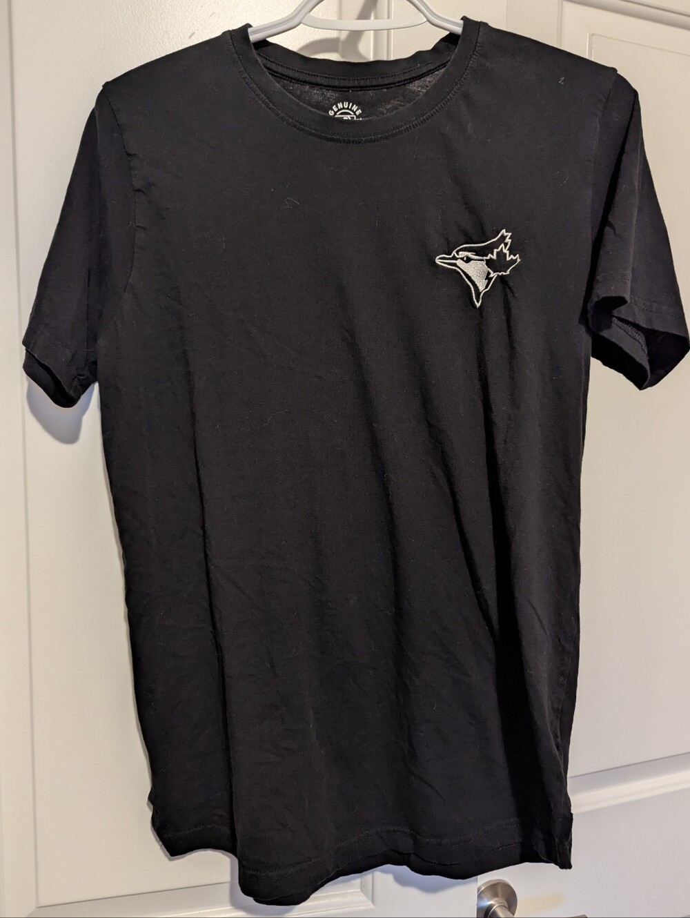 Genuine Merchandise Black Short-Sleeve Tee with White Blue Jays Patch